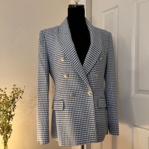 Gingham Print Blue & White Blazer